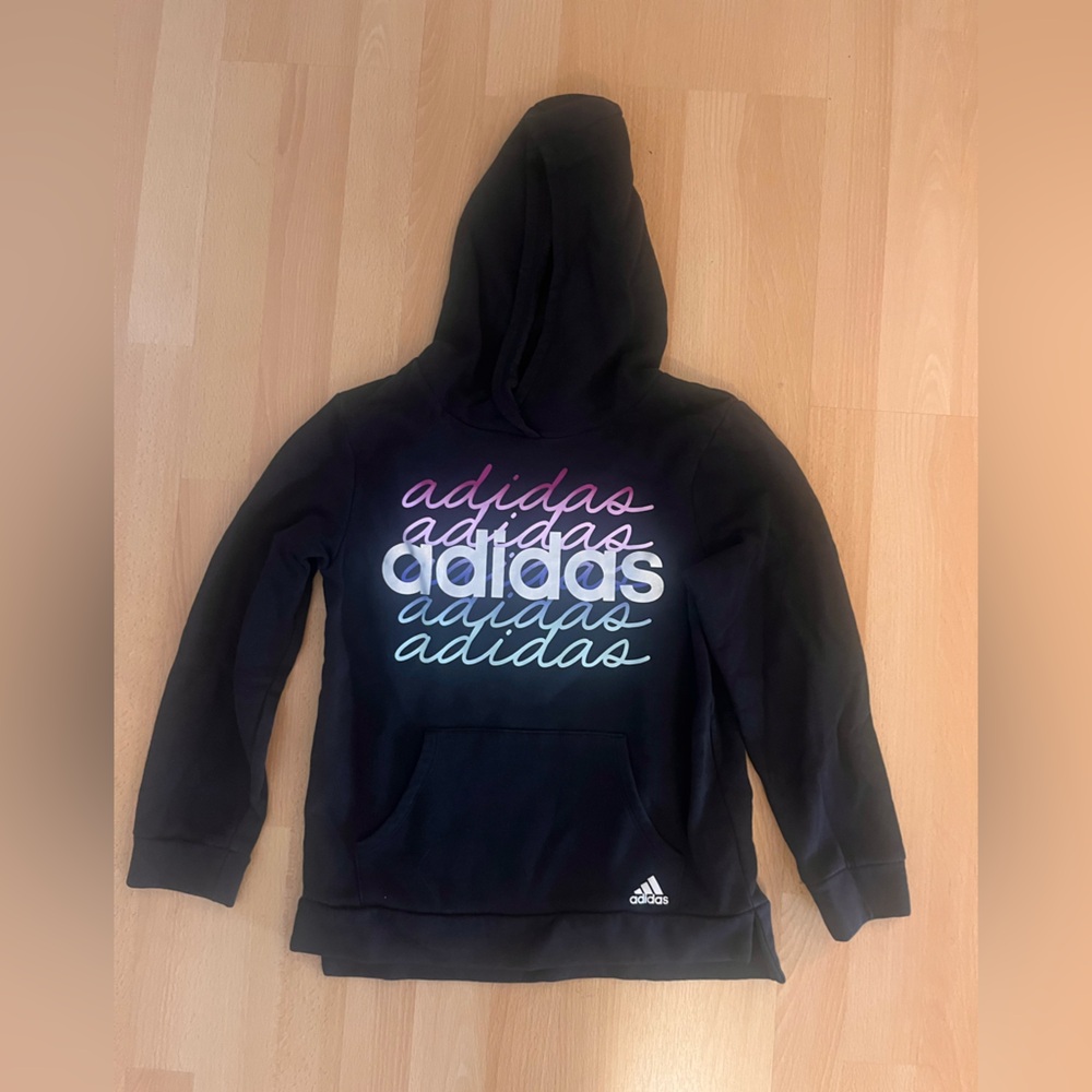 adidas Black Hoodie with Multicolor Logo